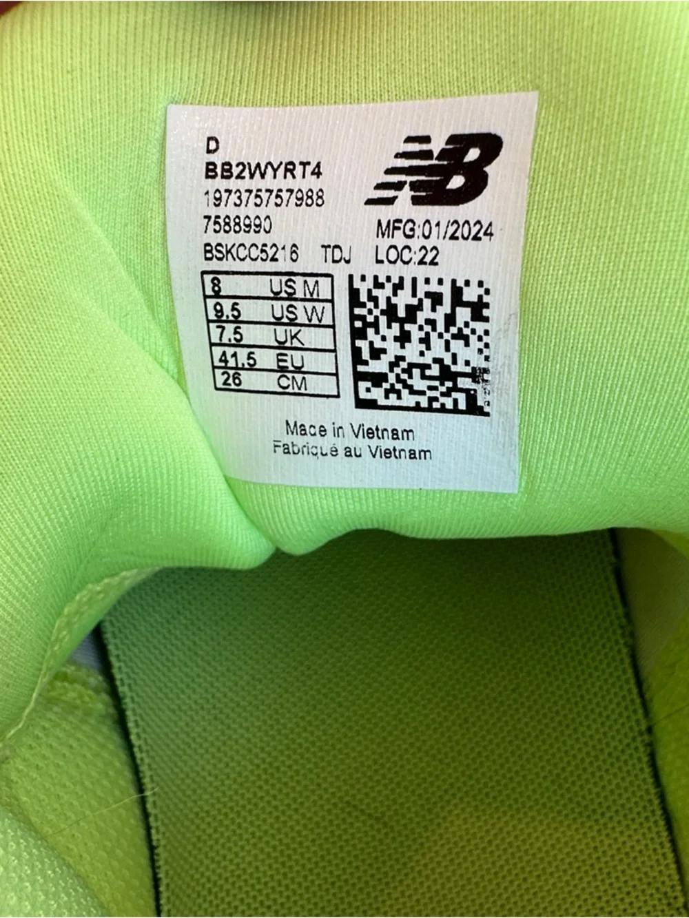 New balance two wxy v4 Zest basketball shoes neon yellow lime